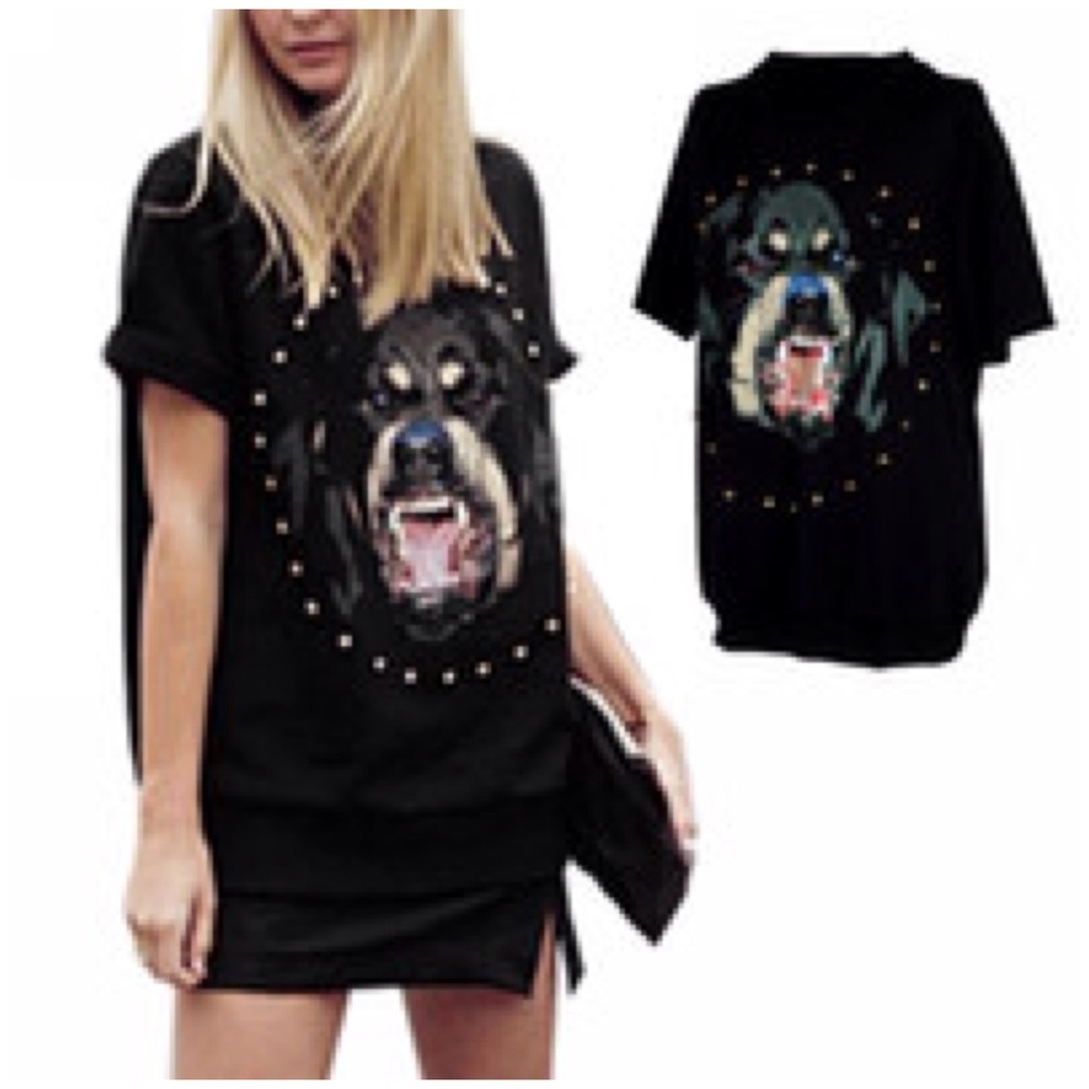 Asymmetric wild black t-shirt - Picture 3 of 4
