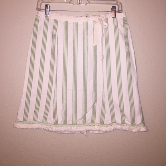 Nanette Lepore Green Striped Bow Skirt 2