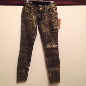 Gold printed true religion jeans
