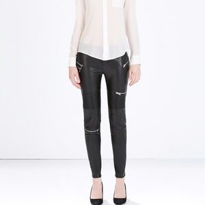 Faux Leather Biker Trousers