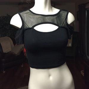 BLACK FISHNET CROP TOP