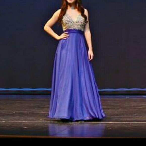 Blue and silver prom/pageant dress.