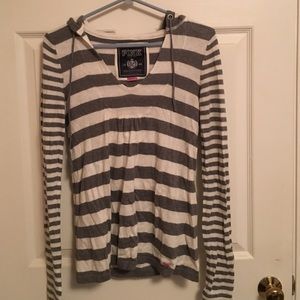 VS Pink striped sweater with hood!