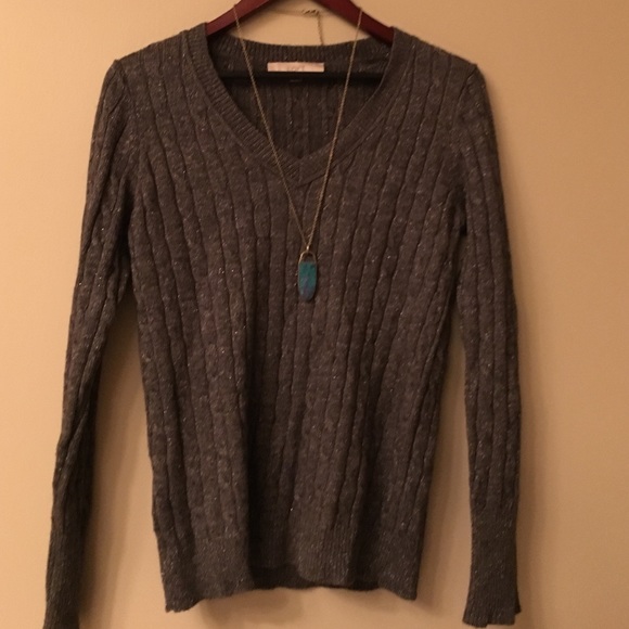 🎉SALE🎉 LOFT Silver Cable Sweater ,M.