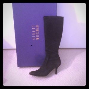Stuart Weitzman Diamondback Black Suede Boots Sz 6