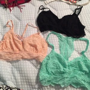 3 solid color bralettes