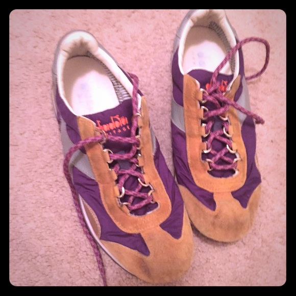 Diadora Heritage purple, gray brown suede runners - Picture 1 of 4