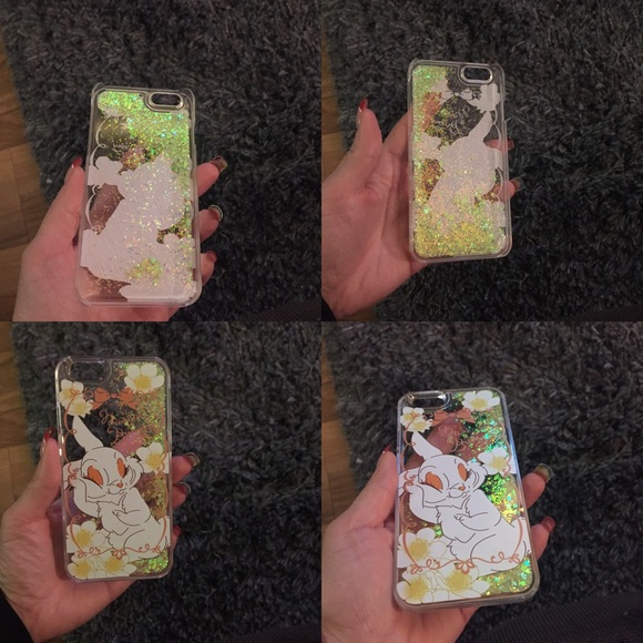 Cover iPhone 6, liquid glitter 3D bunny