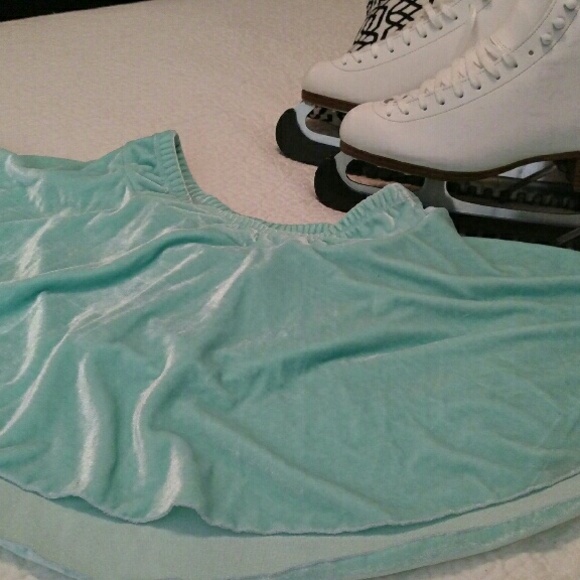 Velvet cool green figure skating skirt