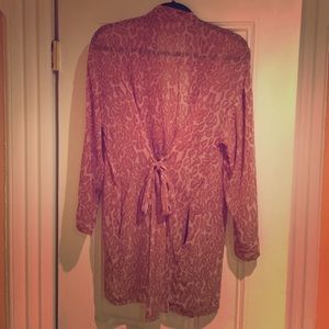 Victoria's Secret pink leopard silk bathrobe