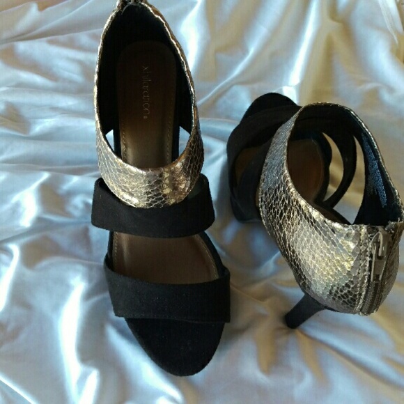 Black Suede & Metallic Caged Heel - Target - Picture 4 of 4