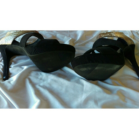 Black Suede & Metallic Caged Heel - Target - Picture 3 of 4