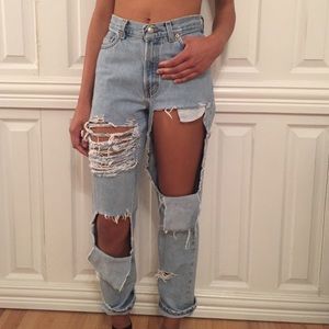 High waist Distressed Jeans