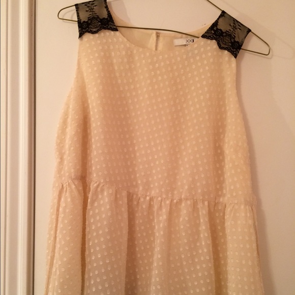 Cream Blouse (w/ black lace)