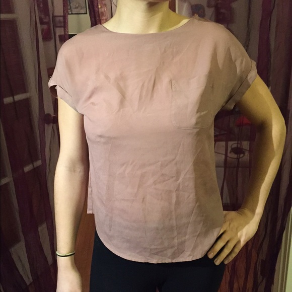 Tan Neutral Blouse with Back Zipper