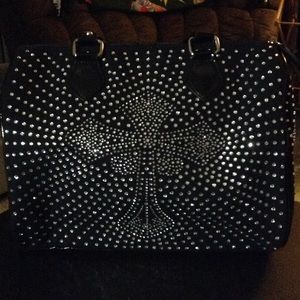 Black Rhinestone Cross purse