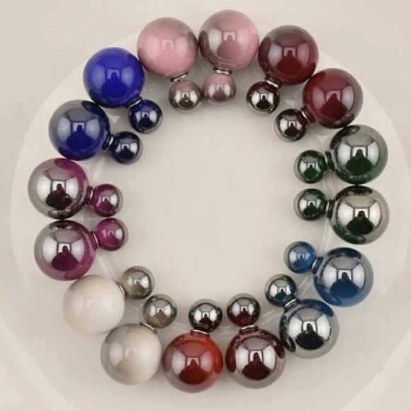 Two Tone Double Sided Earrings Red - Picture 2 of 2