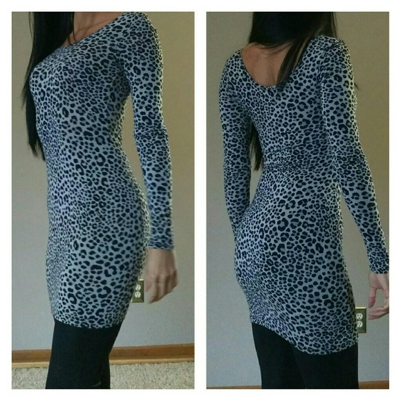 Gray cheetah print dress