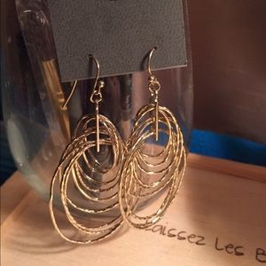 Gold Multiple hoop nest together dangle earrings