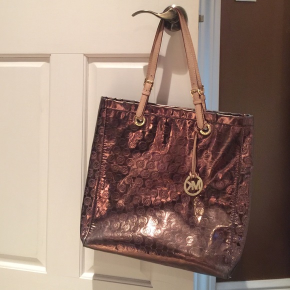 Metallic quilted MK tote