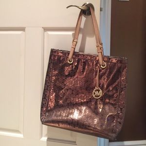 Metallic quilted MK tote