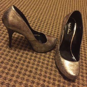 Glistening silver heels