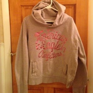 American eagle outfitters tan and pink hoodie
