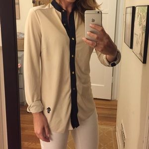 Tory Burch cream shirt with embroidered logo!