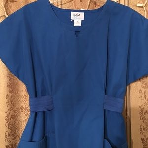 Bright blue scrub top