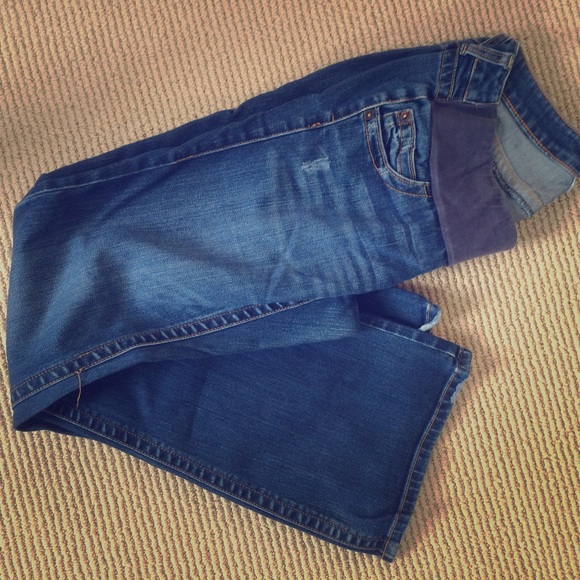 Maternity jeans slight distressed dark wash