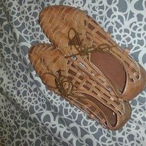 Genuine leather woven oxfords