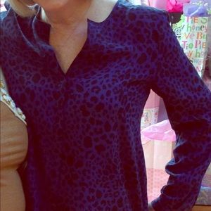 Navy Blue/Black Cheetah Print Blouse!
