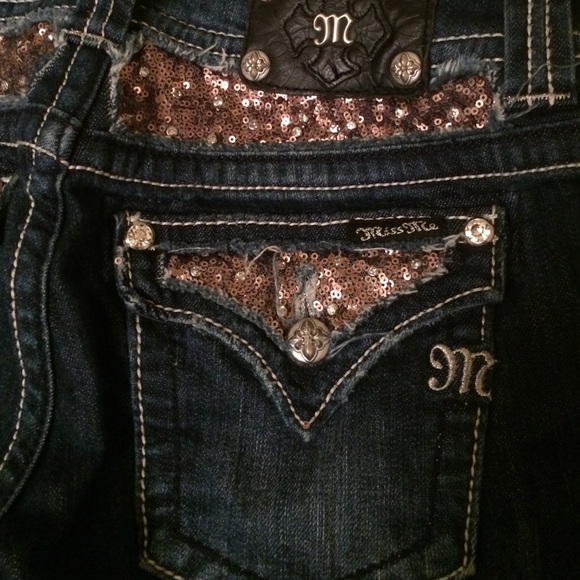 Gold sequin miss me jeans
