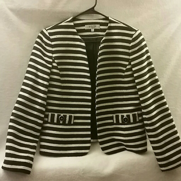 Kasper Jackets & Blazers - Adorable black and white striped jacket size 12