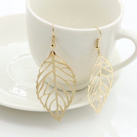 Gold Leaf Earrings - Picture 2 of 4