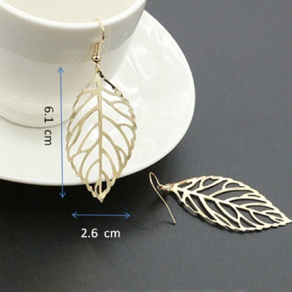 Gold Leaf Earrings - Picture 3 of 4