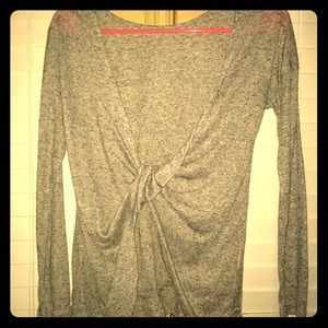 Long sleeve gray top with an open back