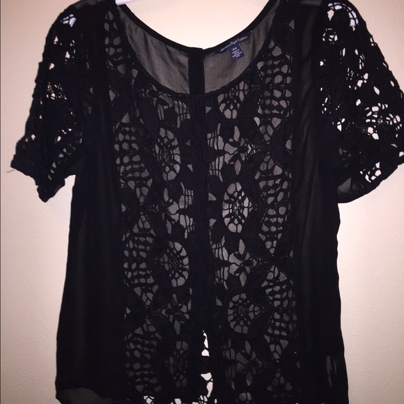 AE sheer crochet top