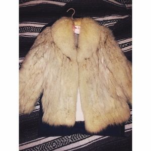 REAL WHITE MIX FOX FUR COAT SMALL