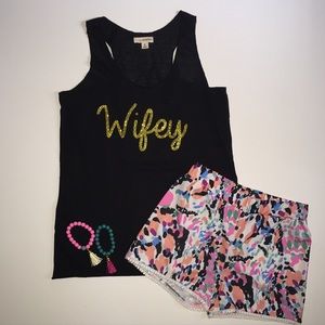 Wifey Tank - Gold Glitter