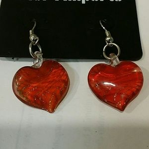 Red heart shaped earings