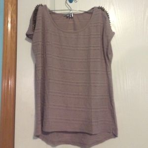 Light weight pink/purple tee with spiked shoulders