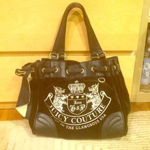 Juicy couture Black and White Velvet purse