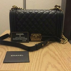 chanel le boy med w/ gold hardware