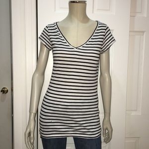 Club Monaco Super Soft Sailor Stripe V-Neck Shirt