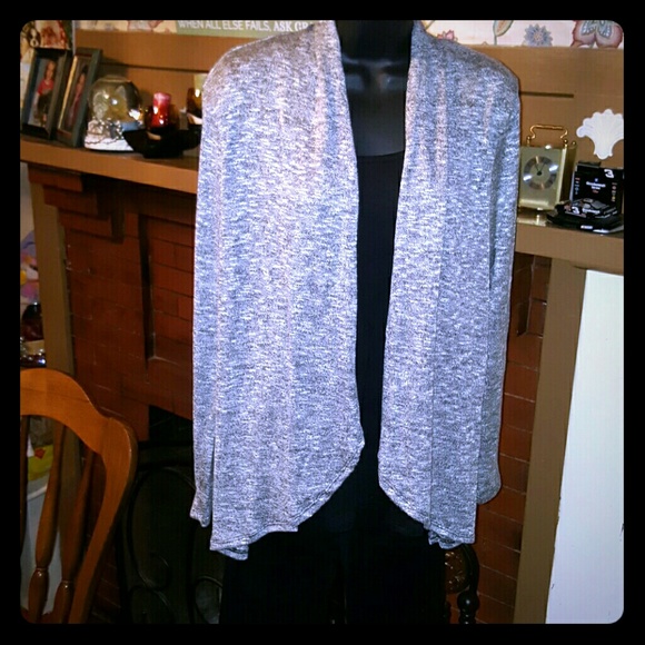 Emi & Joe Blk Grey Tweed Blk Cardi Tank sz Small