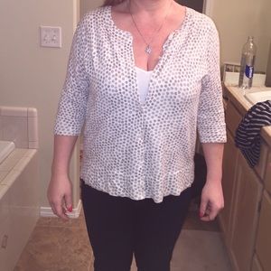 White with grey polka dot sweater