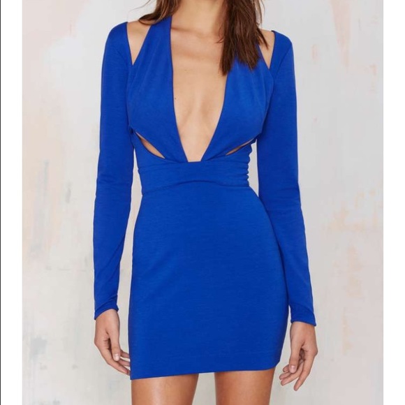 Nasty Gal Body Con Electric Blue Dress