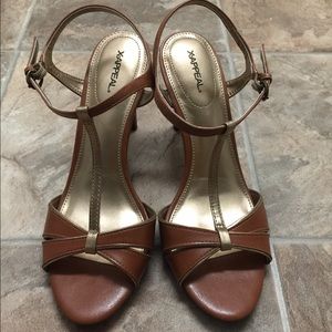 New Xappeal Brown T-Strap Heels
