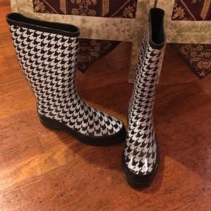 143❤️Girl brand, Houndstooth rain boots